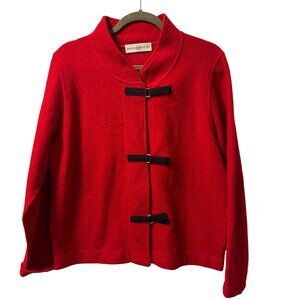 Marisa Christina Red Wool Jacket With Black Velcro Closure Sz  S jacket